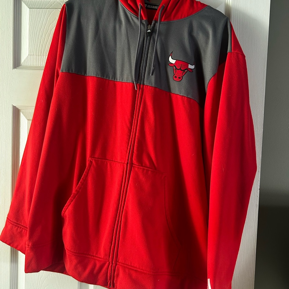 Red and Gray Chicago Bulls Adidas Hoodie XL